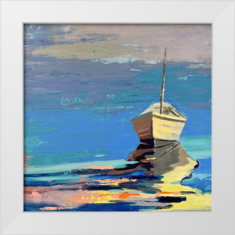 Blue Bay White Modern Wood Framed Art Print by Forst, Beth A.