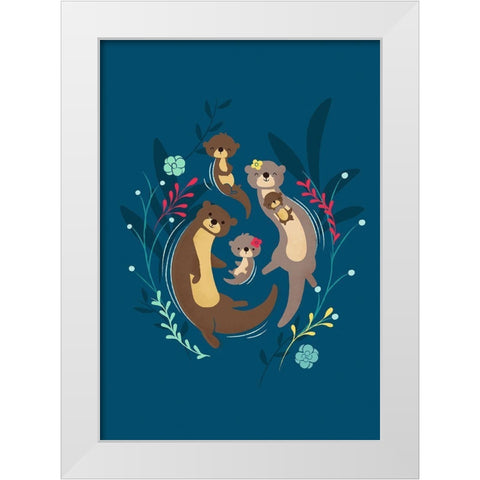 Otter Family White Modern Wood Framed Art Print by Fleck, Jay