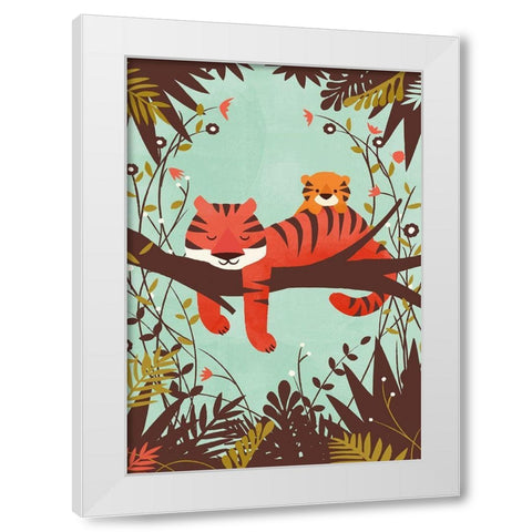 Sleeping Tiger White Modern Wood Framed Art Print by Fleck, Jay