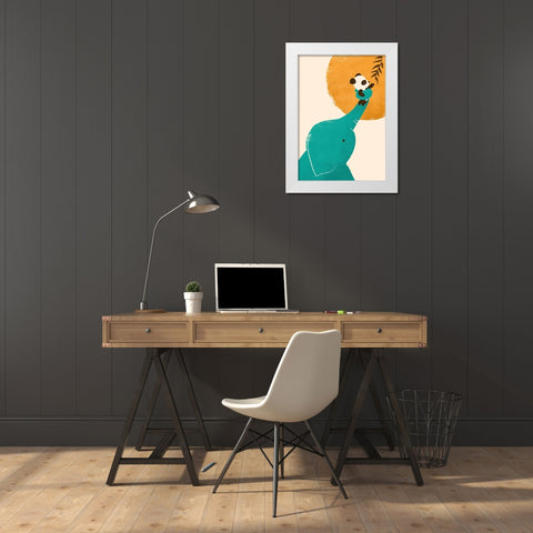 Pandaâ€™s Little Helper White Modern Wood Framed Art Print by Fleck, Jay