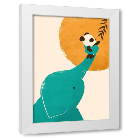 Pandaâ€™s Little Helper White Modern Wood Framed Art Print by Fleck, Jay