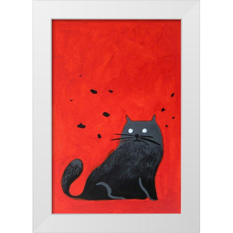 Stray Black Cat White Modern Wood Framed Art Print by Filiuta, Robert