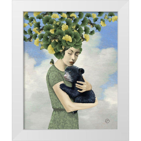 You Are Safe - Bear White Modern Wood Framed Art Print by Flores, Paula Belle