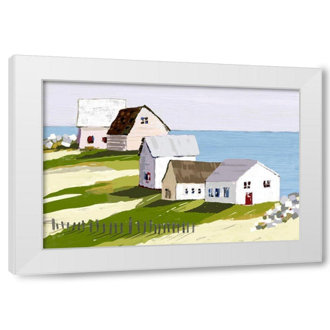Cottages By The Sea White Modern Wood Framed Art Print by Finn, Tina