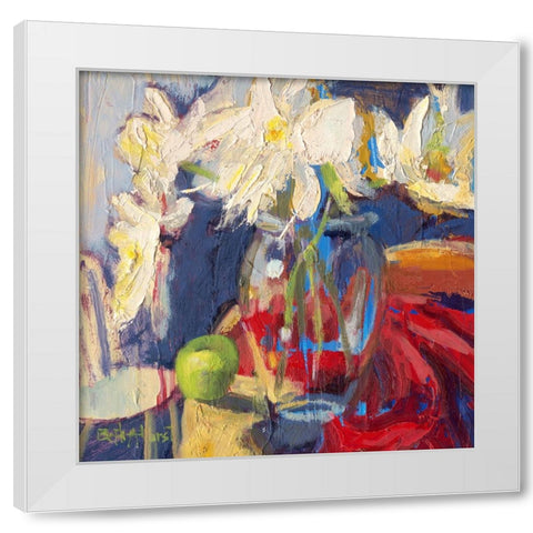 Indiana Peonies White Modern Wood Framed Art Print by Forst, Beth A.