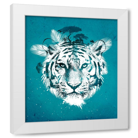 White Tiger White Modern Wood Framed Art Print by Farkas, Robert