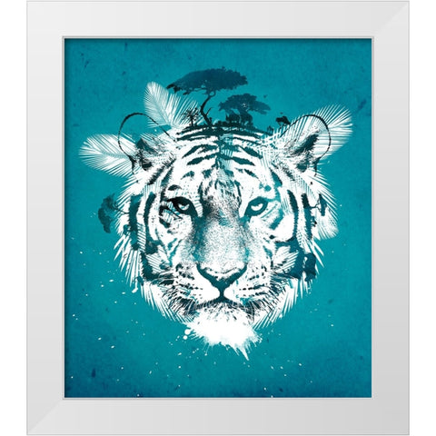 White Tiger White Modern Wood Framed Art Print by Farkas, Robert