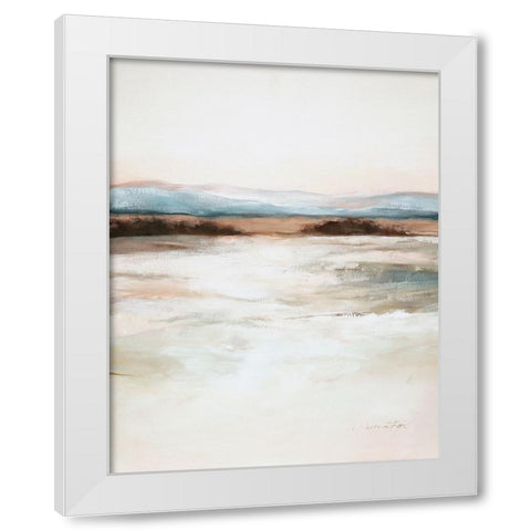 Distant Blues White Modern Wood Framed Art Print by Fox, Rebecca