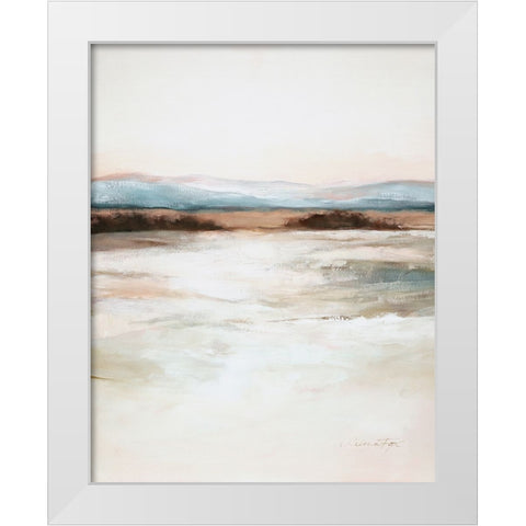 Distant Blues White Modern Wood Framed Art Print by Fox, Rebecca