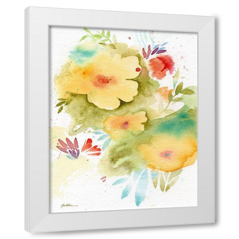 Fiesta Flowers White Modern Wood Framed Art Print by Golden, Sheila