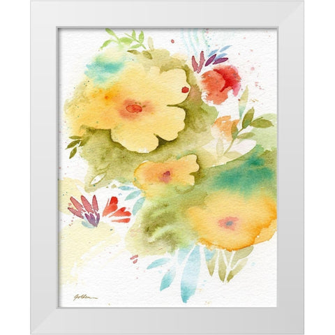 Fiesta Flowers White Modern Wood Framed Art Print by Golden, Sheila