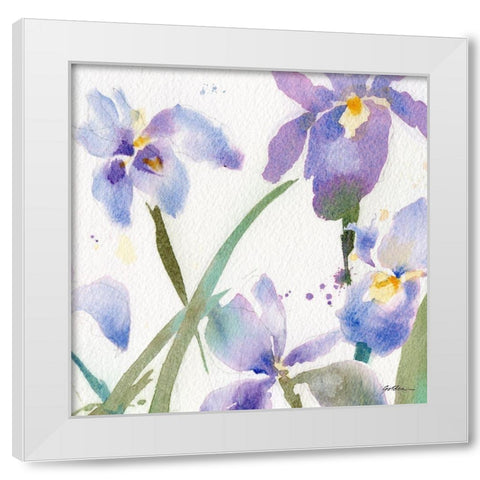 Irises White Modern Wood Framed Art Print by Golden, Sheila