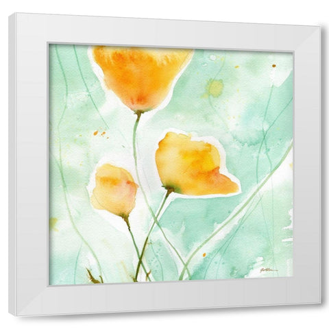 Precious Poppies White Modern Wood Framed Art Print by Golden, Sheila