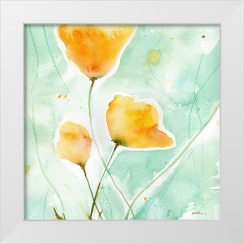 Precious Poppies White Modern Wood Framed Art Print by Golden, Sheila