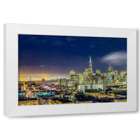 San Francisco Holiday Lights White Modern Wood Framed Art Print by Gordon, Dave