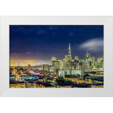 San Francisco Holiday Lights White Modern Wood Framed Art Print by Gordon, Dave
