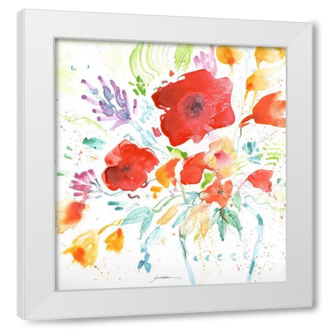 Bright Bouquet White Modern Wood Framed Art Print by Golden, Sheila