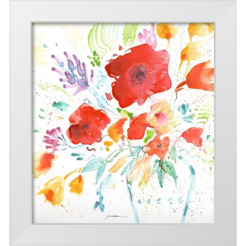 Bright Bouquet White Modern Wood Framed Art Print by Golden, Sheila