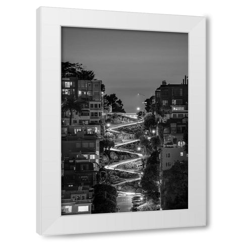 Lombard Street BW White Modern Wood Framed Art Print by Getty, Bruce