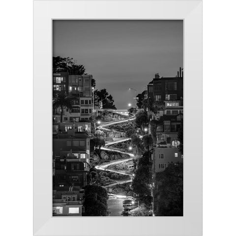 Lombard Street BW White Modern Wood Framed Art Print by Getty, Bruce