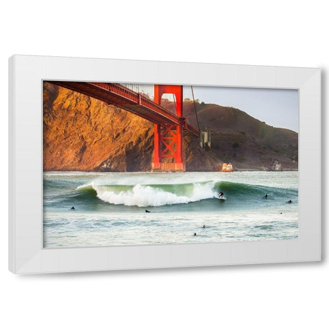 Golden Surf White Modern Wood Framed Art Print by Gordon, Dave