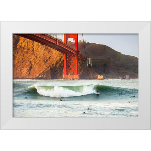 Golden Surf White Modern Wood Framed Art Print by Gordon, Dave