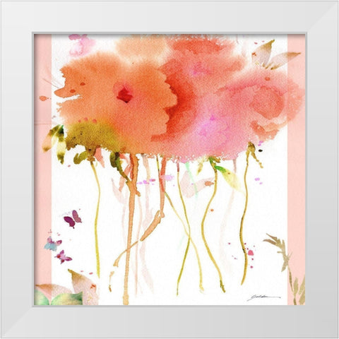 Butterfly Blossoming White Modern Wood Framed Art Print by Golden, Sheila