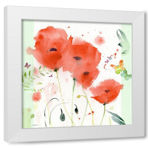 Poppies Chinoise White Modern Wood Framed Art Print by Golden, Sheila