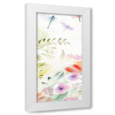 Flight of the Dragonfly #1 White Modern Wood Framed Art Print by Golden, Sheila