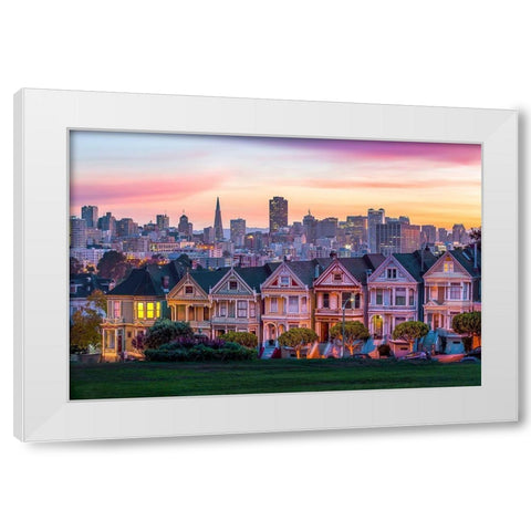 Dawn Painting White Modern Wood Framed Art Print by Gordon, Dave