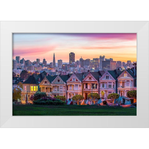 Dawn Painting White Modern Wood Framed Art Print by Gordon, Dave