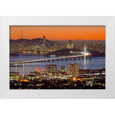 Bay Bridge from Berkeley White Modern Wood Framed Art Print by Gavrilis, John