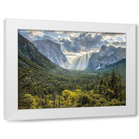 Tunnel View Sun Rays White Modern Wood Framed Art Print by Gavrilis, John