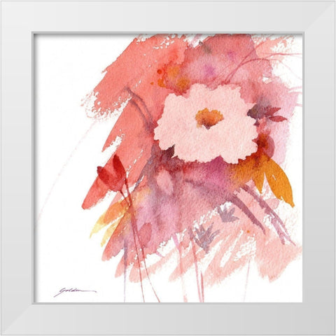 Coral Rose White Modern Wood Framed Art Print by Golden, Sheila
