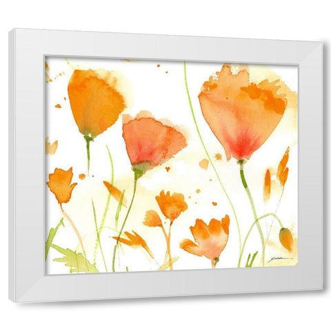 Poppy Moment White Modern Wood Framed Art Print by Golden, Sheila