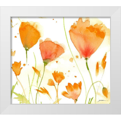 Poppy Moment White Modern Wood Framed Art Print by Golden, Sheila