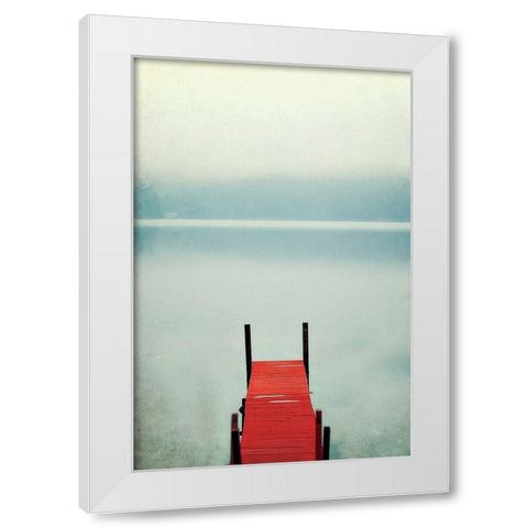 Red Boat Dock White Modern Wood Framed Art Print by Grippo-Pike, Carrie Ann