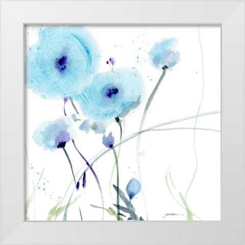 Blues White Modern Wood Framed Art Print by Golden, Sheila