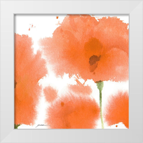 Red Orange Poppies White Modern Wood Framed Art Print by Golden, Sheila