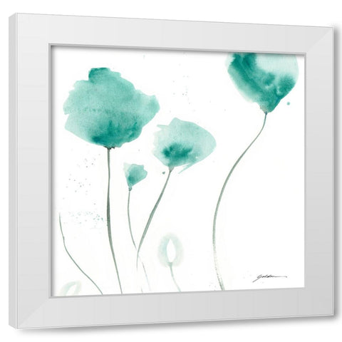 Teal Trio White Modern Wood Framed Art Print by Golden, Sheila
