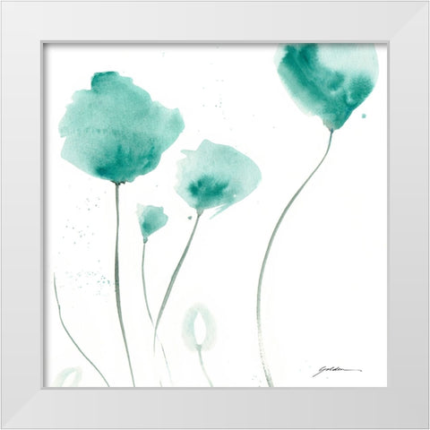 Teal Trio White Modern Wood Framed Art Print by Golden, Sheila