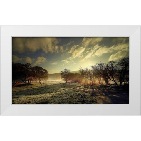 Here Comes the Sun White Modern Wood Framed Art Print by Goncalves, Adelino