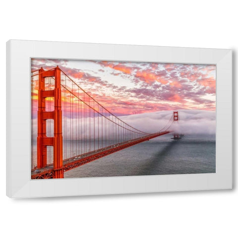 Evening Commute White Modern Wood Framed Art Print by Gordon, Dave