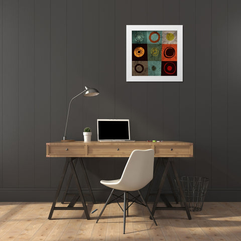 Tiles Circles White Modern Wood Framed Art Print by GraphINC