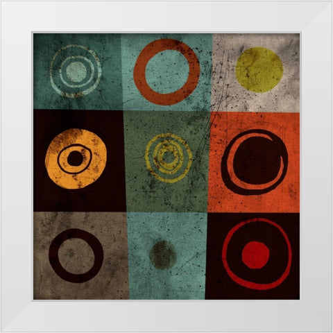 Tiles Circles White Modern Wood Framed Art Print by GraphINC