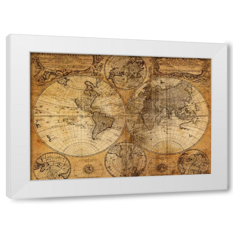 Vintage Map White Modern Wood Framed Art Print by GraphINC Studio