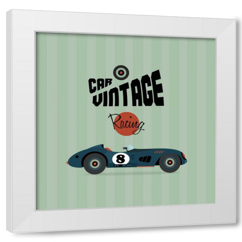 Vintage Racing 1 White Modern Wood Framed Art Print by GraphINC Studio