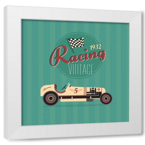 Vintage Racing 2 White Modern Wood Framed Art Print by GraphINC Studio