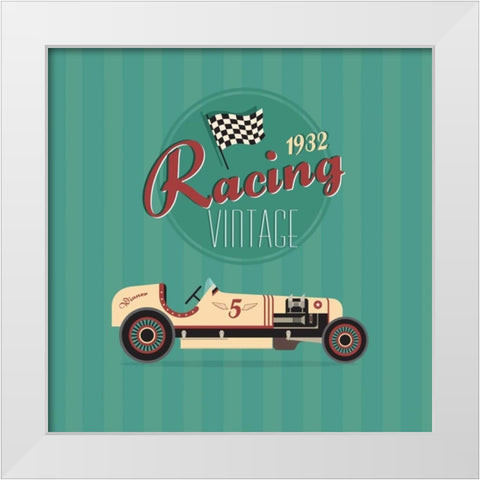 Vintage Racing 2 White Modern Wood Framed Art Print by GraphINC Studio