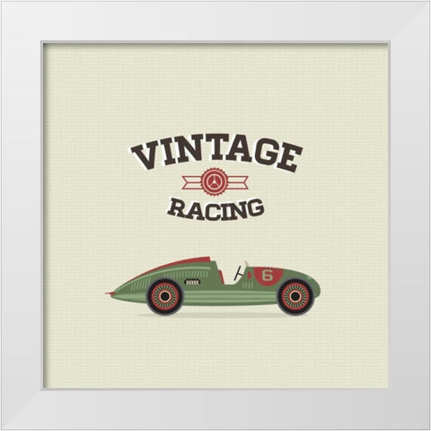 Vintage Racing 3 White Modern Wood Framed Art Print by GraphINC Studio